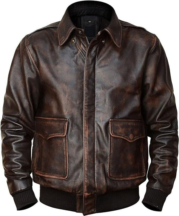 Men's WWII Cockpit Pilot RAF Aviator US Military Real Leather A2 Bomber Aviator Jacket