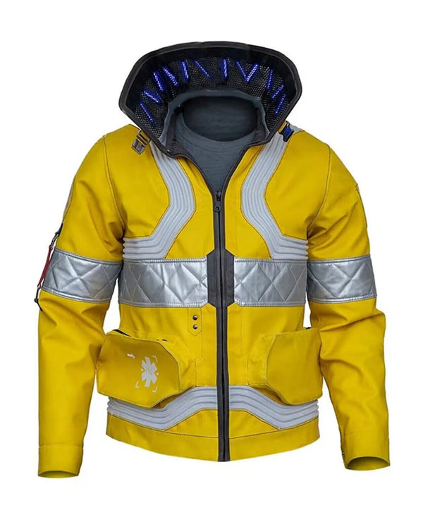 David Martinez inspired Cyber's Edgerunner Emergengy Yellow Cosplay Costume Jacket with Neon Collar Lights