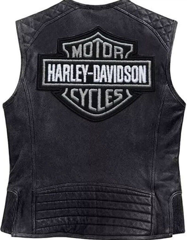 Men's Motorcycles Sleeveless Harley Black Passing Link Biker's Leather Vest